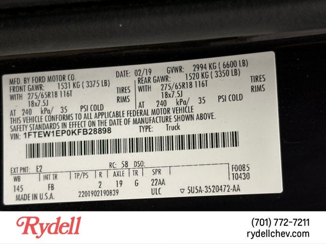 2019 Ford F-150 XLT